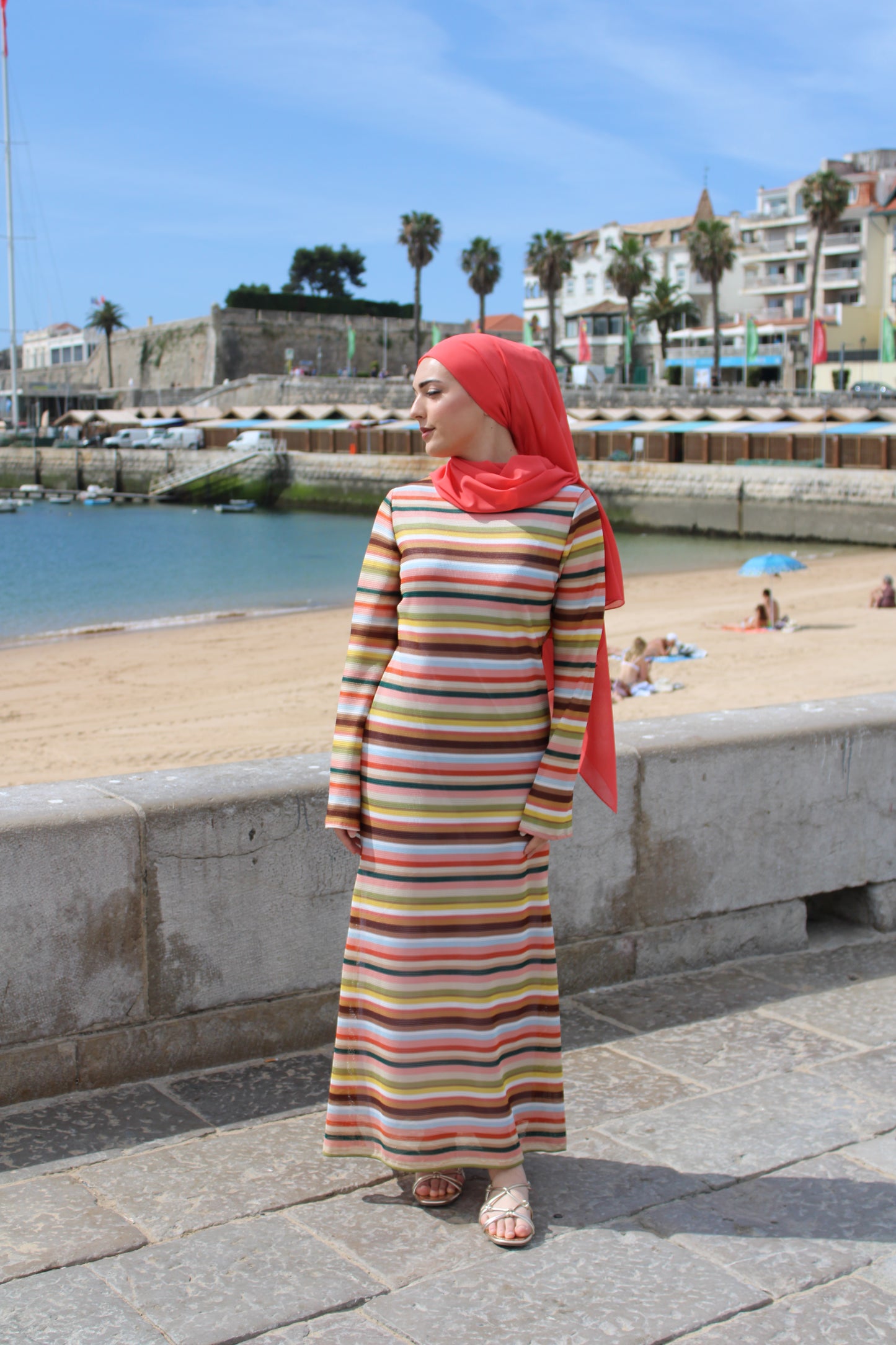 Sunset Stripes Crochet Dress