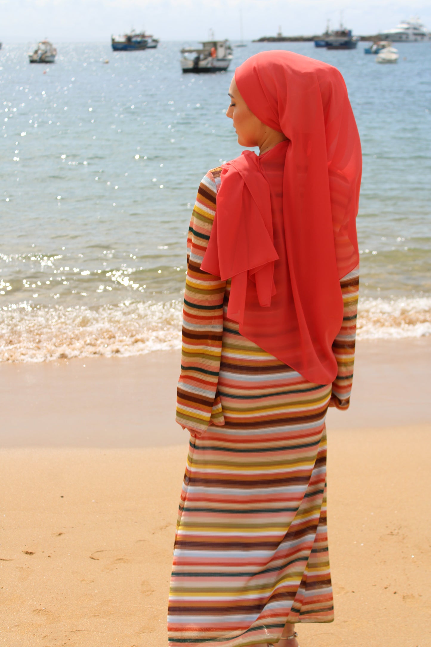 Sunset Stripes Crochet Dress