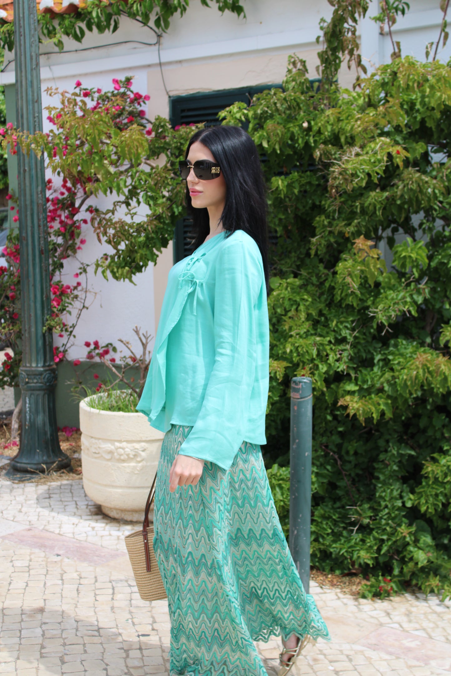 Turquoise Crochet Skirt